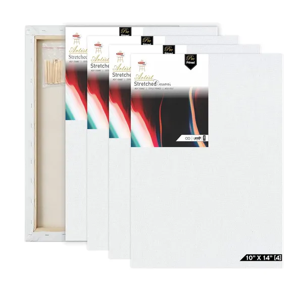 10X14_Stretched_White_Primed_Cotton_Pre_Stretched_Canvas_With_Wooden_Frame_Pack_Of_4