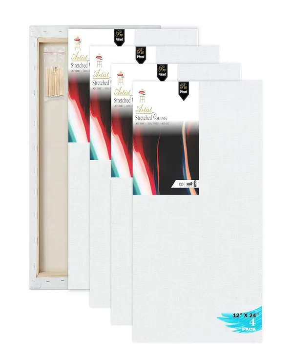 12X24_PRE_STRETCHED_CANVAS_WHITE_PREMIUM_COTTON_GRAIN_PRE_STRETCHED_CANVAS_PACK_OF_4