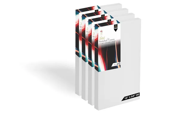 12X24_PRE_STRETCHED_CANVAS_WHITE_PREMIUM_COTTON_GRAIN_PRE_STRETCHED_CANVAS_PACK_OF_4