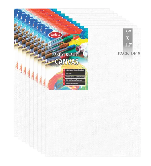 9_X_12_Inch_Cotton_Canvas_Board_for_Acrylic_Painting,_22.5x30_cm,_Medium_Grain_Triple_Primed_White_Color_Pack_of_9