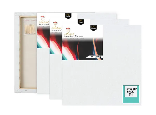 12X12_STRETCHED_WHITE_PRIMED_COTTON_PRE_STRETCHED_CANVAS_WITH_WOODEN_FRAME_PACK_OF_3