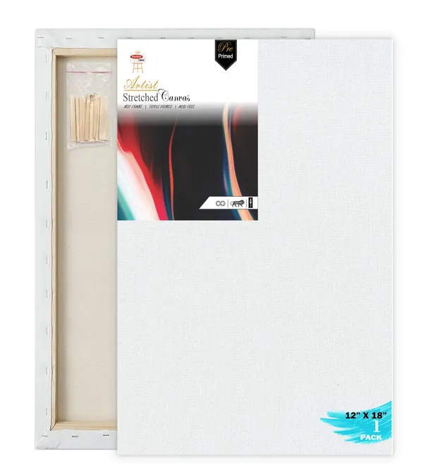 12X18_STRETCHED_WHITE_PRIMED_COTTON_PRE_STRETCHED_CANVAS_WITH_WOODEN_FRAME