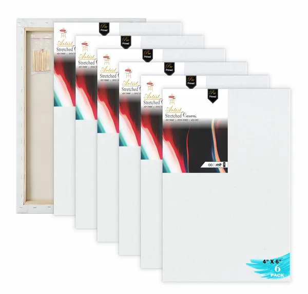 4X6_STRETCHED_WHITE_PRIMED_COTTON_PRE_STRETCHED_CANVAS_WITH_WOODEN_FRAME_PACK_OF_6