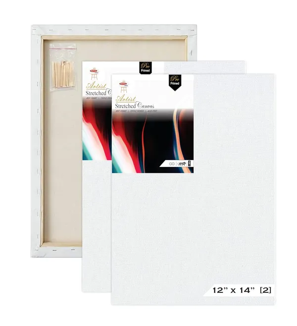 12x14"_White_Pre_Stretched_Canvas_Board_For_Painting_With_Wooden_Frame_Pack_Of_2