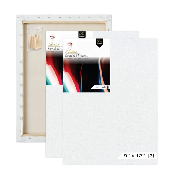 9X12_WHITE_PRE_STRETCHED_CANVAS_BOARD_FOR_PAINTING_WITH_WOODEN_FRAME_PACK_OF_2