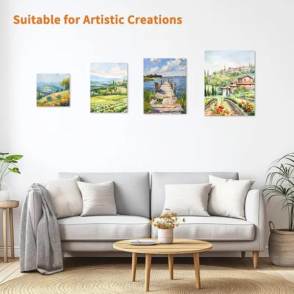 6x8_,4x4_and_3x3_Inch_Cotton_Canvas_Board_for_Acrylic_Painting,Medium_Grain_Triple_Primed_White_Color_Pack_of_9