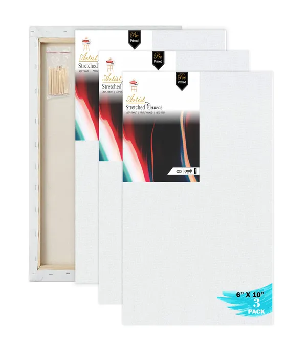 6X10_STRETCHED_WHITE_PRIMED_COTTON_PRE_STRETCHED_CANVAS_WITH_WOODEN_FRAME_PACK_OF_3