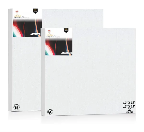 Variety_Canvas®___12"x_12"_(30x30_cm),_12"X14"_(30X35_cm)_Pack_of_2__Artist_Series_10_Oz_100%_Cotton_Pre-Stretched_Canvas_with_Wooden_Frame__20X25__MM_|_Primed_Canvas_Stretched_for_Oil_&_Acrylic_Painting.