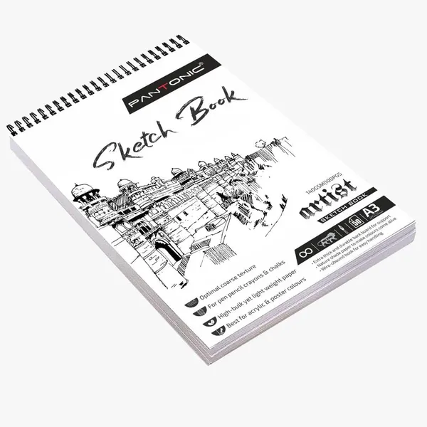 White_A3_50_Sheet_Sketchbook_Top_Spiral_Bound_Sketchbook_For_Artists_Sketching_And_Drawing_Acid_Free_Paper_For_Doodling_Artist_Fort_Sketchbook