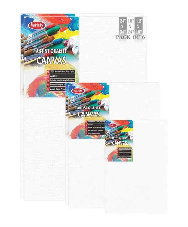 VARIETY_CANVAS_BOARDS_24X36,18x24,12x18_Inch_Cotton_Canvas_Board_for_Acrylic_Painting_White_Color_Pack_of__6