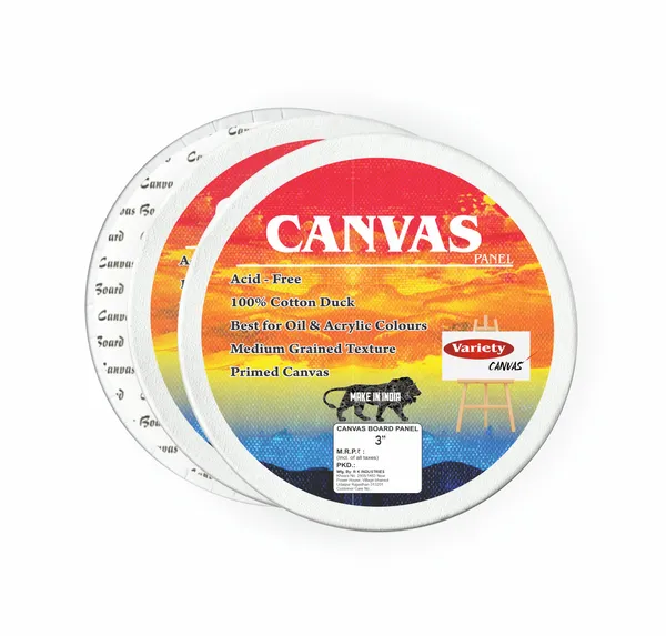VARIETY_CANVAS_ROUND_PANEL_BOARDS_FOR_STUDENTS_&_PROFESSIONAL_ARTISTS_3_INCH_BOARDS_PACK_OF_2