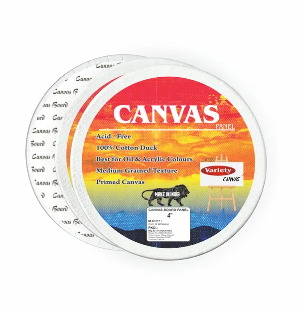 VARIETY_CANVAS_ROUND_PANEL_BOARDS_FOR_STUDENTS_&_PROFESSIONAL_ARTISTS_4_INCH_BOARDS_PACK_OF_2