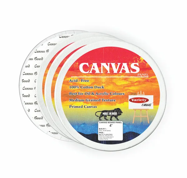 VARIETY_CANVAS_ROUND_PANEL_BOARDS_FOR_STUDENTS_&_PROFESSIONAL_ARTISTS_4_INCH_BOARDS_PACK_OF_3