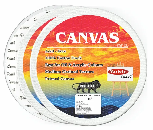 VARIETY_CANVAS_ROUND_PANEL_BOARDS_FOR_STUDENTS_&_PROFESSIONAL_ARTISTS_10_INCH_BOARDS_PACK_OF_2