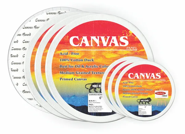 VARIETY_CANVAS_ROUND_PANEL_BOARDS_FOR_STUDENTS_&_PROFESSIONAL_ARTISTS__3_,_6__INCH_BOARDS_PACK_OF__6