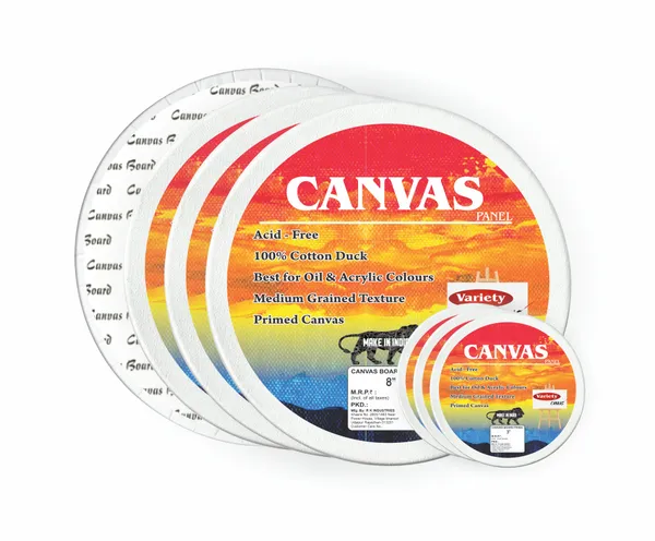 VARIETY_CANVAS_ROUND_PANEL_BOARDS_FOR_STUDENTS_&_PROFESSIONAL_ARTISTS__3_,_8__INCH_BOARDS_PACK_OF__6