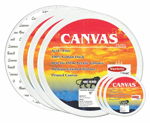VARIETY_CANVAS_ROUND_PANEL_BOARDS_FOR_STUDENTS_&_PROFESSIONAL_ARTISTS_4_,_10_INCH_BOARDS_PACK_OF_6