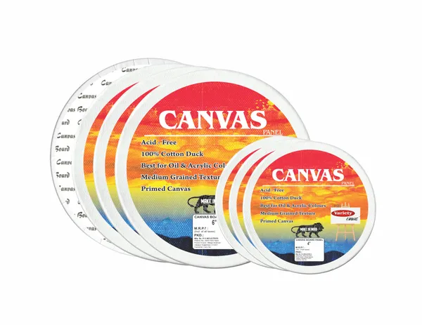 VARIETY_CANVAS_ROUND_PANEL_BOARDS_FOR_STUDENTS_&_PROFESSIONAL_ARTISTS_4_,_6_INCH_BOARDS_PACK_OF_6