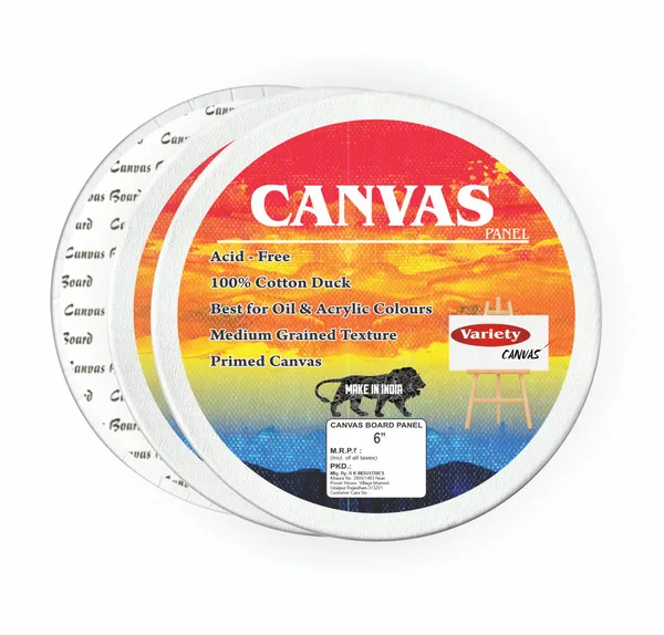 VARIETY_CANVAS_ROUND_PANEL_BOARDS_FOR_STUDENTS_&_PROFESSIONAL_ARTISTS__6_INCH_BOARDS_PACK_OF__2
