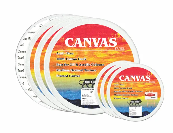 VARIETY_CANVAS_ROUND_PANEL_BOARDS_FOR_STUDENTS_&_PROFESSIONAL_ARTISTS__6_,_8__INCH_BOARDS_PACK_OF__6
