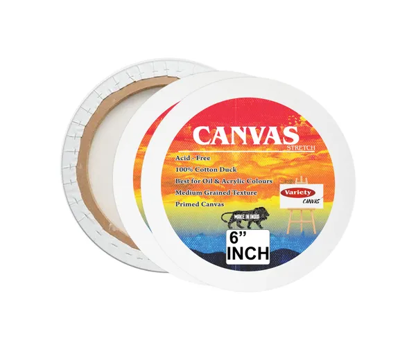 VARIETY_ROUND__STRETCHED_CANVAS_6_INCH_10OZ__MEDIUM_GRAIN_TRIPLE_PRIMED__WHITE_COLOR_PACK_OF__2