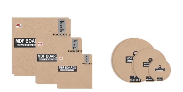 5X5,4X4,3X3_Inch_Square_And_4,3,2_Inch_Round_Mdf_Boards_For_Art_And_Craft_Wood_Mdf_And_3.5_mm_Thickness_Pack_Of_12