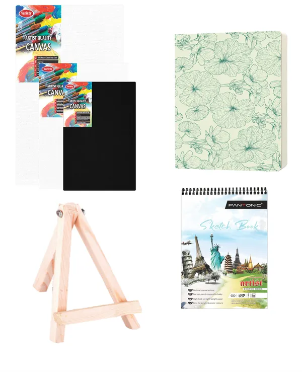 Variety_Canvas_Art_Kit_For_Artists_N_Students_Which_Includes_[_Canvas_Boards_2_Pc,_Black_Canvas_1Pc_,_Easel_Stand_Pc_1_,_Journal_Sketchnotebook_B/6_1_Pc_,_Sketchnotebook_A/6_1_Pc_Pack_Of_6