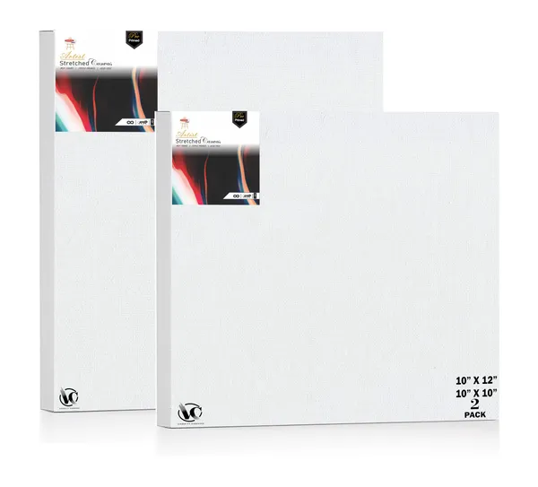 Variety_Canvas®___10"x_10"_(25x25_cm),_10"X12"_(25X30_cm)_Pack_of_2__Artist_Series_10_Oz_100%_Cotton_Pre-Stretched_Canvas_with_Wooden_Frame__20X25__MM_|_Primed_Canvas_Stretched_for_Oil_&_Acrylic_Painting.