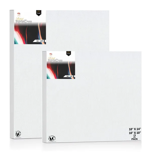 Variety_Canvas®___10"x_10"_(25x25_cm),_10"X14"_(25X35_cm)_Pack_of_2__Artist_Series_10_Oz_100%_Cotton_Pre-Stretched_Canvas_with_Wooden_Frame__20X25__MM_|_Primed_Canvas_Stretched_for_Oil_&_Acrylic_Painting.