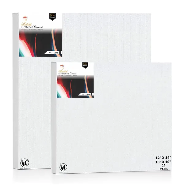 Variety_Canvas®___10"x_10"_(25x25_cm),_12"X14"_(30X35_cm)_Pack_of_2__Artist_Series_10_Oz_100%_Cotton_Pre-Stretched_Canvas_with_Wooden_Frame__20X25__MM_|_Primed_Canvas_Stretched_for_Oil_&_Acrylic_Painting.