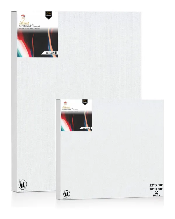 Variety_Canvas®___10"x_10"_(25x25_cm),_12"X18"_(30X45_cm)_Pack_of_2__Artist_Series_10_Oz_100%_Cotton_Pre-Stretched_Canvas_with_Wooden_Frame__20X25__MM_|_Primed_Canvas_Stretched_for_Oil_&_Acrylic_Painting.