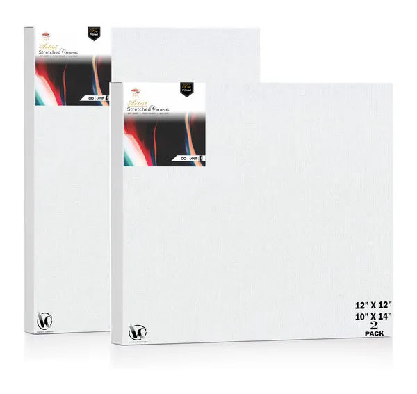 Variety_Canvas®___10"x_14"_(25x35_cm),_12"X12"_(30X30_cm)_Pack_of_2__Artist_Series_10_Oz_100%_Cotton_Pre-Stretched_Canvas_with_Wooden_Frame__20X25__MM_|_Primed_Canvas_Stretched_for_Oil_&_Acrylic_Painting.