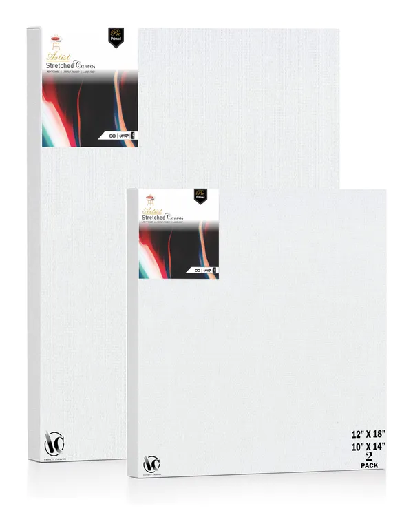 Variety_Canvas®___10"x_14"_(25x35_cm),_12"X18"_(30X45_cm)_Pack_of_2__Artist_Series_10_Oz_100%_Cotton_Pre-Stretched_Canvas_with_Wooden_Frame__20X25__MM_|_Primed_Canvas_Stretched_for_Oil_&_Acrylic_Painting.