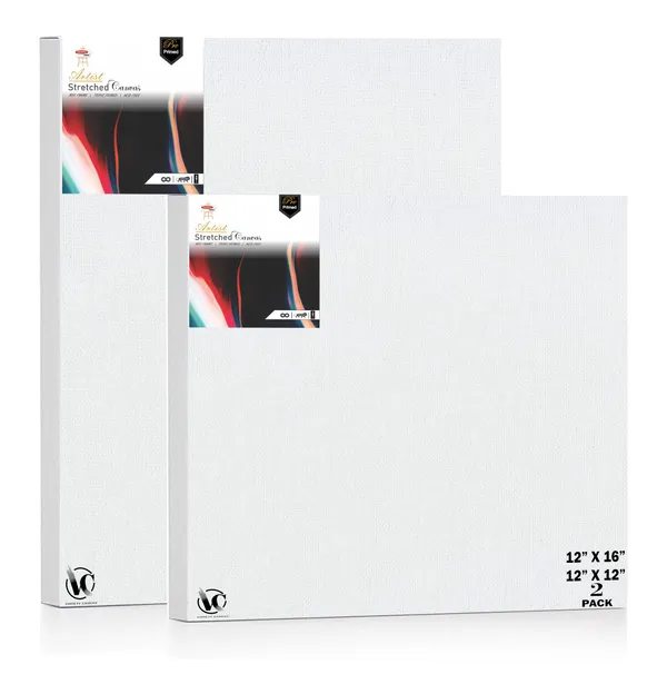 Variety_Canvas®___12"x_12"_(30x30_cm),_12"X16"_(30X40_cm)_Pack_of_2__Artist_Series_10_Oz_100%_Cotton_Pre-Stretched_Canvas_with_Wooden_Frame__20X25__MM_|_Primed_Canvas_Stretched_for_Oil_&_Acrylic_Painting.