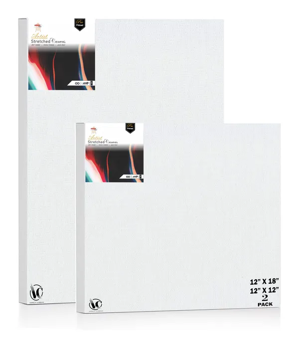 Variety_Canvas®___12"x_12"_(30x30_cm),_12"X18"_(30X45_cm)_Pack_of_2__Artist_Series_10_Oz_100%_Cotton_Pre-Stretched_Canvas_with_Wooden_Frame__20X25__MM_|_Primed_Canvas_Stretched_for_Oil_&_Acrylic_Painting.