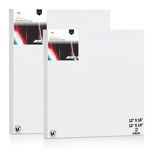 Variety_Canvas®___12"x_14"_(30x35_cm),_12"X16"_(30X40_cm)_Pack_of_2__Artist_Series_10_Oz_100%_Cotton_Pre-Stretched_Canvas_with_Wooden_Frame__20X25__MM_|_Primed_Canvas_Stretched_for_Oil_&_Acrylic_Painting.