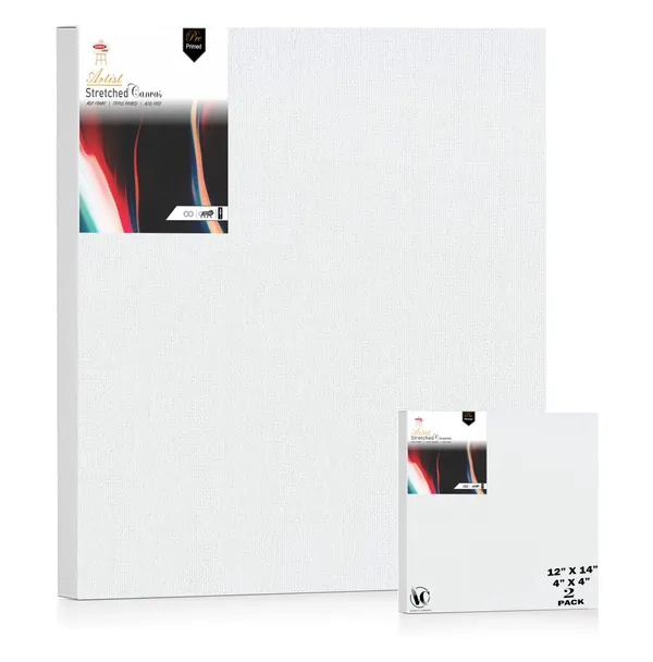 Variety_Canvas®___4"x4"_(10x10_cm),_12"X14"_(30x35_cm)_Pack_of_2__Artist_Series_10_Oz_100%_Cotton_Pre-Stretched_Canvas_with_Wooden_Frame_20x25_mm_|_Primed_Canvas_Stretched_for_Oil_&_Acrylic_Painting.