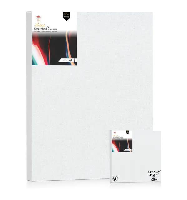 Variety_Canvas®___4"x4"_(10x10_cm),_12"X16"_(30x40_cm)_Pack_of_2__Artist_Series_10_Oz_100%_Cotton_Pre-Stretched_Canvas_with_Wooden_Frame_20x25_mm_|_Primed_Canvas_Stretched_for_Oil_&_Acrylic_Painting.