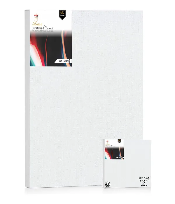 Variety_Canvas®___4"x4"_(10x10_cm),_12"X18"_(30x45_cm)_Pack_of_2__Artist_Series_10_Oz_100%_Cotton_Pre-Stretched_Canvas_with_Wooden_Frame_20x25_mm_|_Primed_Canvas_Stretched_for_Oil_&_Acrylic_Painting.