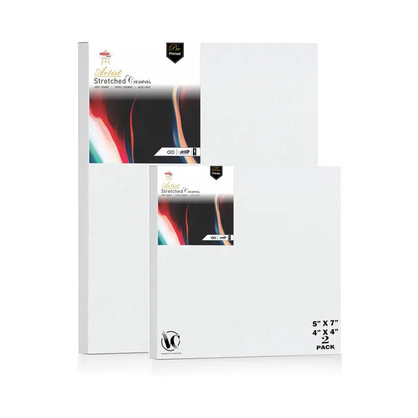 Variety_Canvas®___4"x4"_(10x10_cm),_5"X7"_(12.5x17.5_cm)_Pack_of_2__Artist_Series_10_Oz_100%_Cotton_Pre-Stretched_Canvas_with_Wooden_Frame_20X25_mm_|_Primed_Canvas_Stretched_for_Oil_&_Acrylic_Painting.