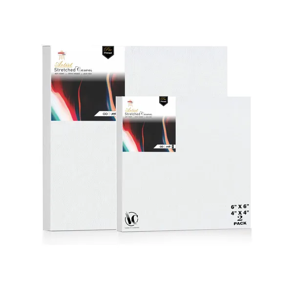 Variety_Canvas®___4"x4"_(10x10_cm),_6"X6"_(15x15_cm)_Pack_of_2__Artist_Series_10_Oz_100%_Cotton_Pre-Stretched_Canvas_with_Wooden_Frame_20X25_mm_|_Primed_Canvas_Stretched_for_Oil_&_Acrylic_Painting.