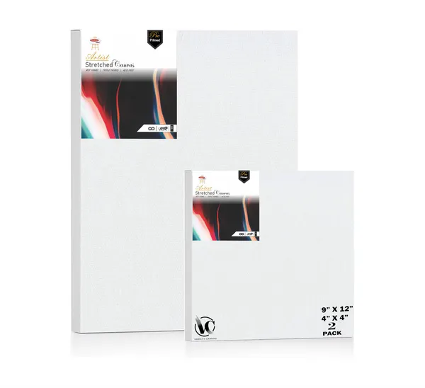 Variety_Canvas®___4"x4"_(10x10_cm),_9"X12"_(22.5x30_cm)_Pack_of_2__Artist_Series_10_Oz_100%_Cotton_Pre-Stretched_Canvas_with_Wooden_Frame_20X25_mm_|_Primed_Canvas_Stretched_for_Oil_&_Acrylic_Painting.