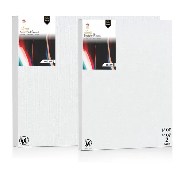 Variety_Canvas®___4"x6"_(10x15_cm),_6"X6"_(15x15_cm)_Pack_of_2__Artist_Series_10_Oz_100%_Cotton_Pre-Stretched_Canvas_with_Wooden_Frame_20x25_MM_|_Primed_Canvas_Stretched_for_Oil_&_Acrylic_Painting.