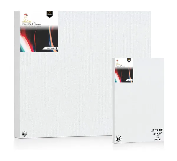Variety_Canvas®___4"x_8"_(10x20_cm),_12"X12"_(30x30_cm)_Pack_of_2__Artist_Series_10_Oz_100%_Cotton_Pre-Stretched_Canvas_with_Wooden_Frame_20x25_MM_|_Primed_Canvas_Stretched_for_Oil_&_Acrylic_Painting.
