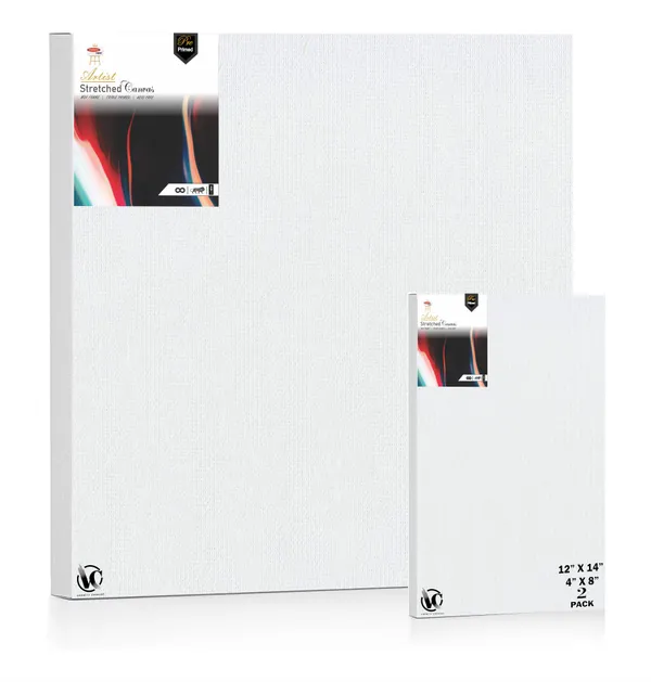 Variety_Canvas®___4"x_8"_(10x20_cm),_12"X14"_(30x35_cm)_Pack_of_2__Artist_Series_10_Oz_100%_Cotton_Pre-Stretched_Canvas_with_Wooden_Frame_20x25_MM_|_Primed_Canvas_Stretched_for_Oil_&_Acrylic_Painting.