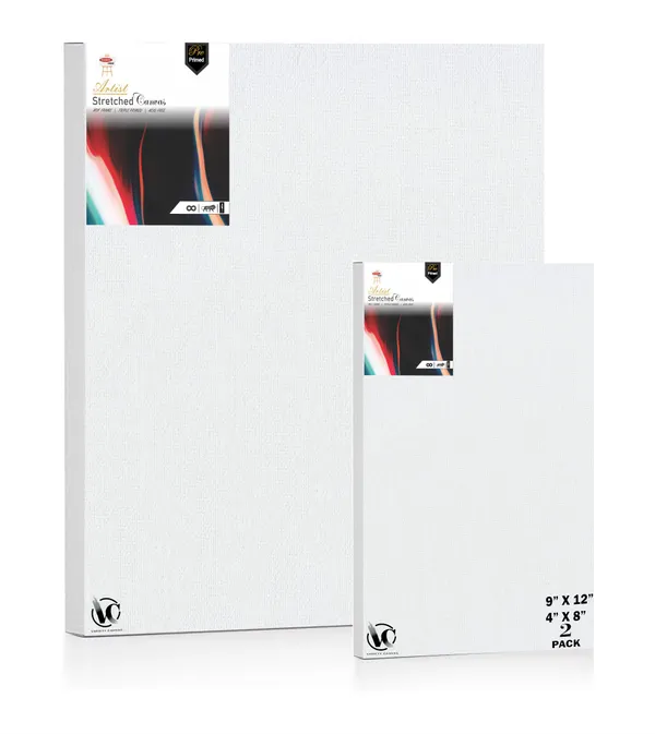 Variety_Canvas®___4"x_8"_(10x20_cm),_9"X12"_(22.5x30_cm)_Pack_of_2__Artist_Series_10_Oz_100%_Cotton_Pre-Stretched_Canvas_with_Wooden_Frame_20x25_MM_|_Primed_Canvas_Stretched_for_Oil_&_Acrylic_Painting.