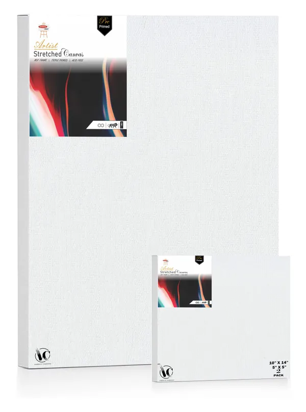 Variety_Canvas®___5"x5"_(12.5x12.5_cm),_10"X14"_(25x35_cm)_Pack_of_2__Artist_Series_10_Oz_100%_Cotton_Pre-Stretched_Canvas_with_Wooden_Frame_20x25_mm_|_Primed_Canvas_Stretched_for_Oil_&_Acrylic_Painting.