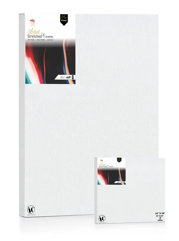 Variety_Canvas®___5"x5"_(12.5x12.5_cm),_12"X18"_(30x45_cm)_Pack_of_2__Artist_Series_10_Oz_100%_Cotton_Pre-Stretched_Canvas_with_Wooden_Frame_20x25_mm_|_Primed_Canvas_Stretched_for_Oil_&_Acrylic_Painting.