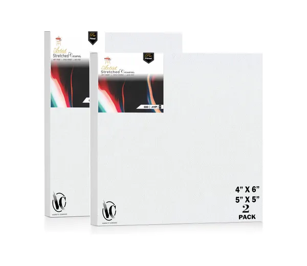 Variety_Canvas®___5"x5"_(12.5x12.5_cm),_4"X6"_(10x15_cm)_Pack_of_2__Artist_Series_10_Oz_100%_Cotton_Pre-Stretched_Canvas_with_Wooden_Frame_20x25_mm_|_Primed_Canvas_Stretched_for_Oil_&_Acrylic_Painting.