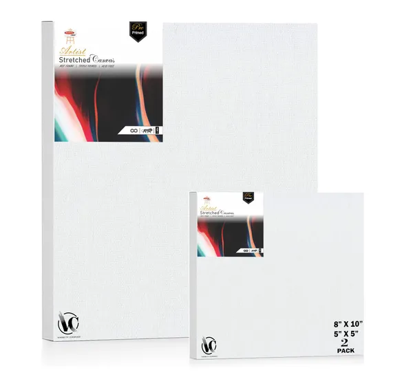 Variety_Canvas®___5"x5"_(12.5x12.5_cm),_8"X10"_(20x25_cm)_Pack_of_2__Artist_Series_10_Oz_100%_Cotton_Pre-Stretched_Canvas_with_Wooden_Frame_20x25_mm_|_Primed_Canvas_Stretched_for_Oil_&_Acrylic_Painting.